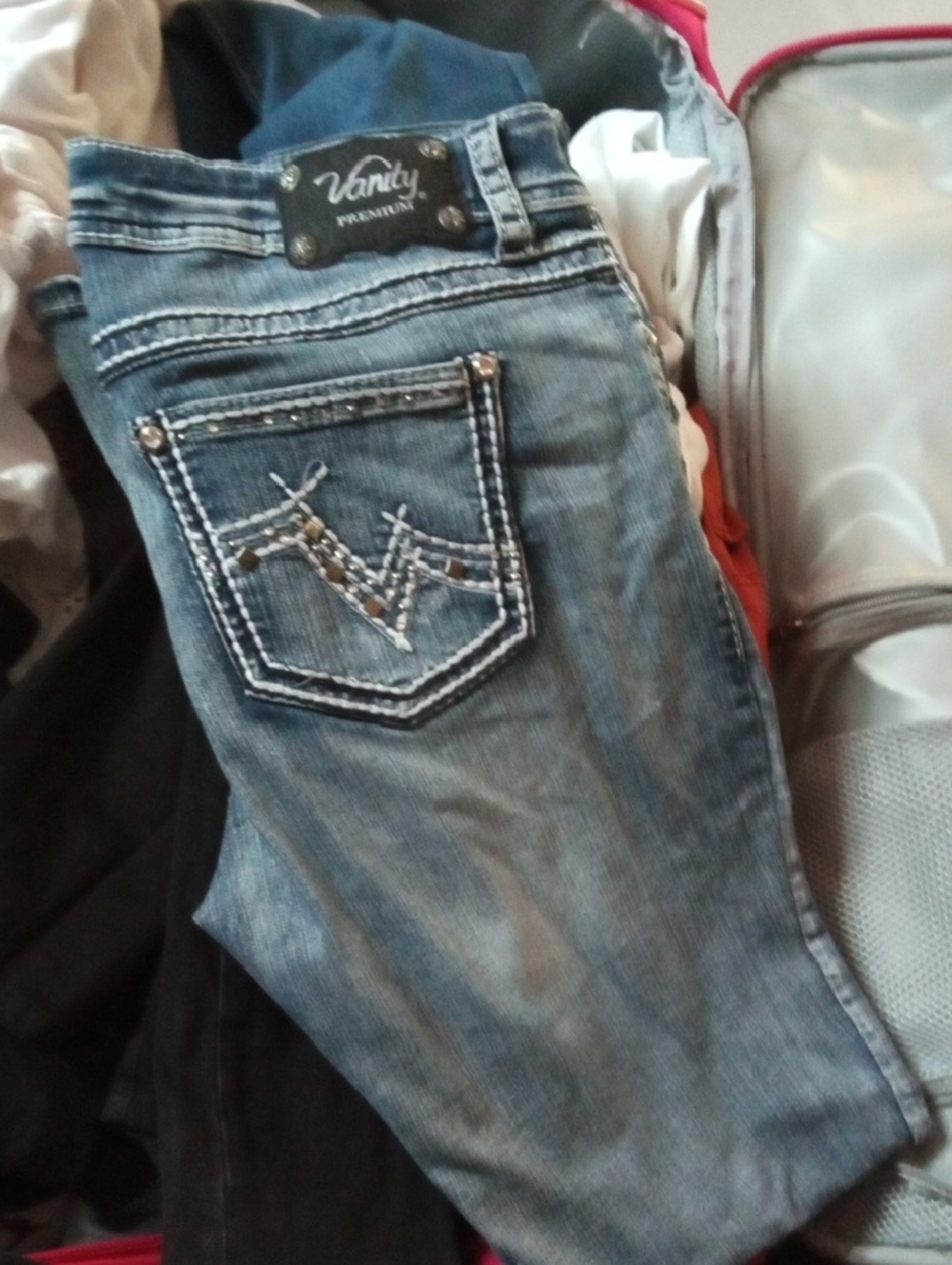Women's Light Blue Boot Cut Jeans with Embroidered Pocket